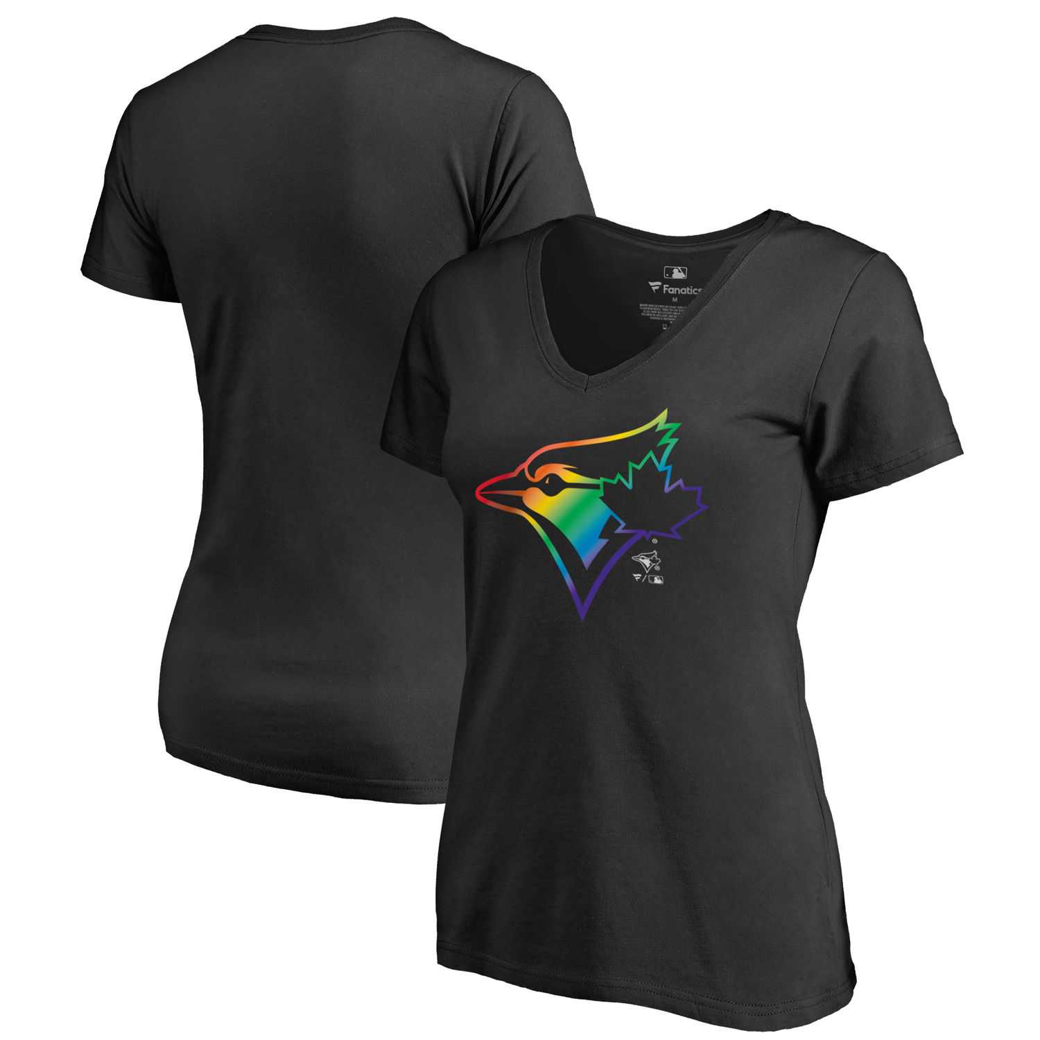 Women Toronto Blue Jays Fanatics Branded Black Big & Tall Pride T Shirt Fyun